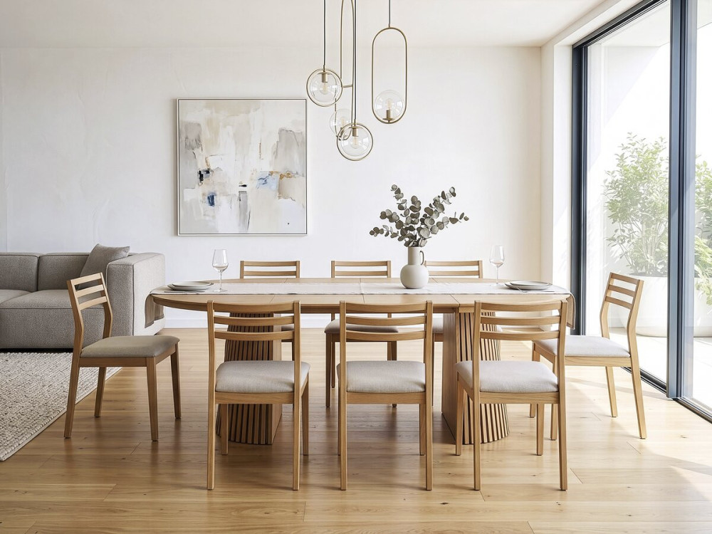 Mesa de jantar extensível de madeira "Sylva" - 120/200 cm - Capacidade para 4 a 8 pessoas - Castanho