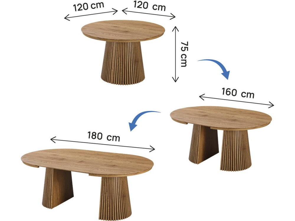 Mesa de jantar extensível de madeira "Sylva" - 120/200 cm - Capacidade para 4 a 8 pessoas - Castanho