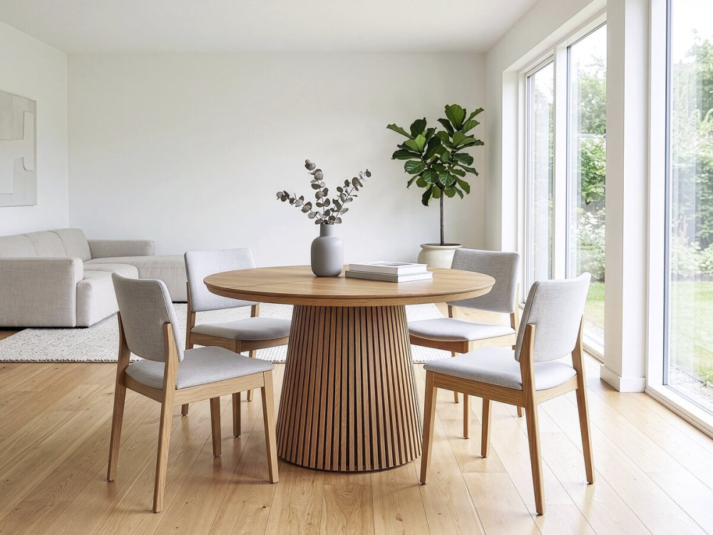 Mesa de jantar extensível de madeira "Sylva" - 120/200 cm - Capacidade para 4 a 8 pessoas - Castanho
