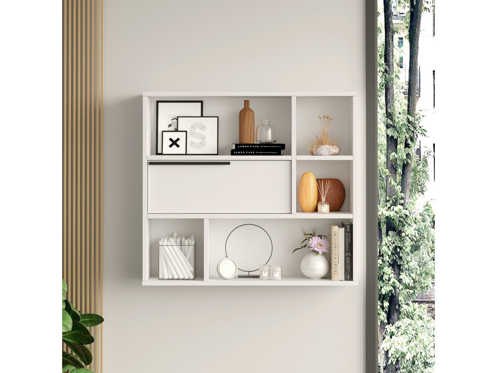 Prateleira de parede em madeira "Calvin" - 90 x 22 x 81 cm - Branco