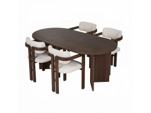 Conjunto de mesa e cadeira de madeira Meridia 4" (5 peças) - 180 x 90 x 75 cm - Branco