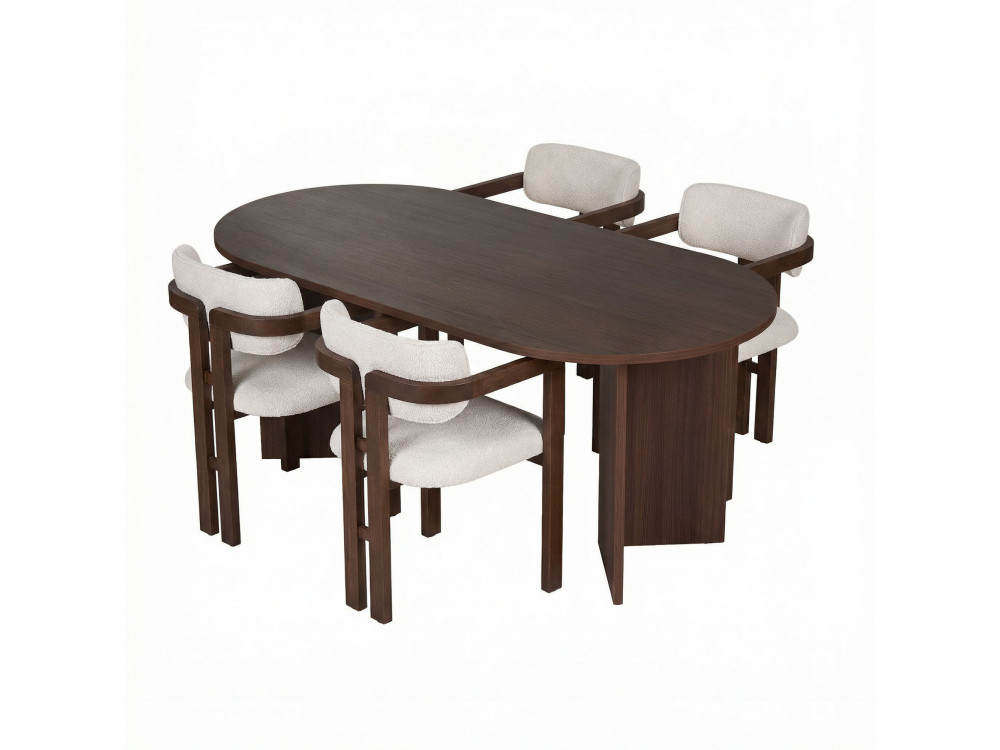 Conjunto de mesa e cadeira de madeira Meridia 4" (5 peças) - 180 x 90 x 75 cm - Branco