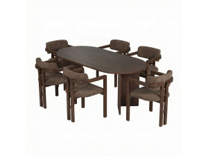 Conjunto de mesa e cadeiras de madeira Meridia 6" (7 peças) - 180 x 90 x 75 cm - Castanho
