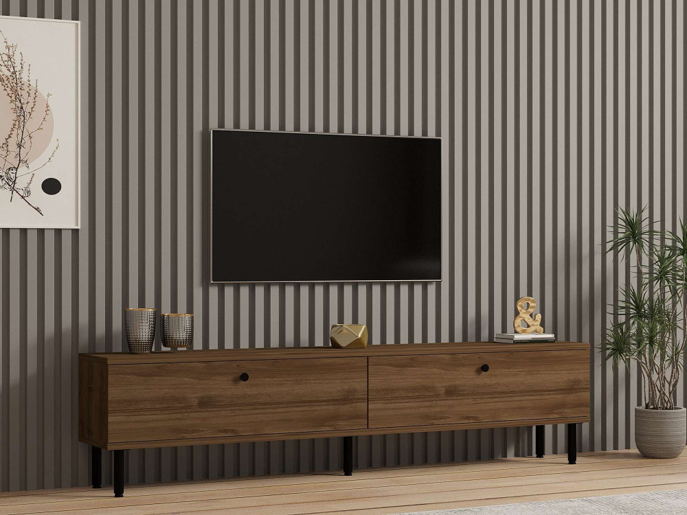 Suporte de TV em madeira "Nantes" - 160 x 25 x 37 cm - Castanho