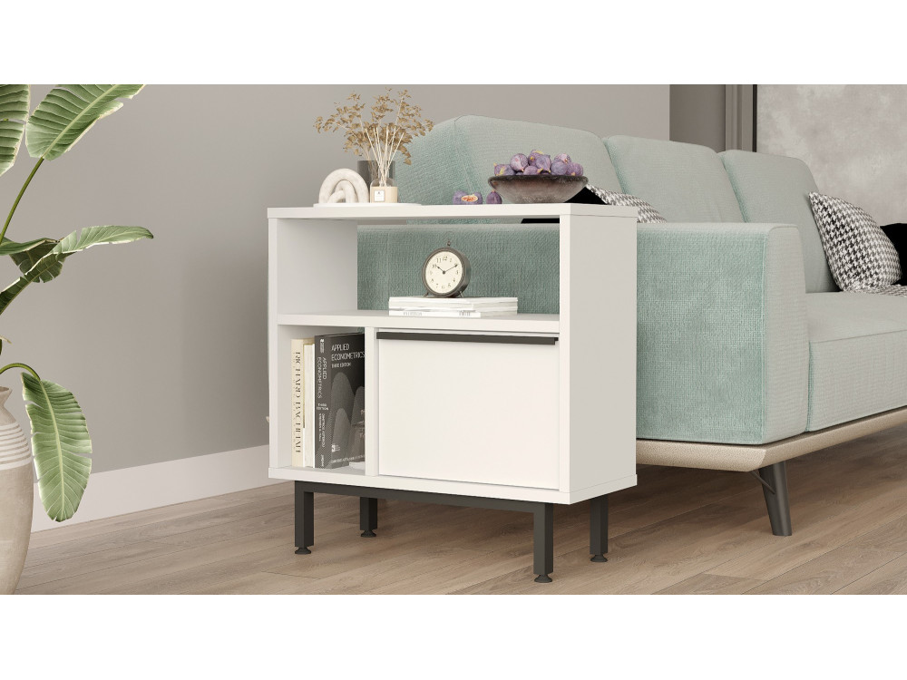 Mesa de apoio em madeira "Calvin" - 60 x 25 x 60 cm - Branco