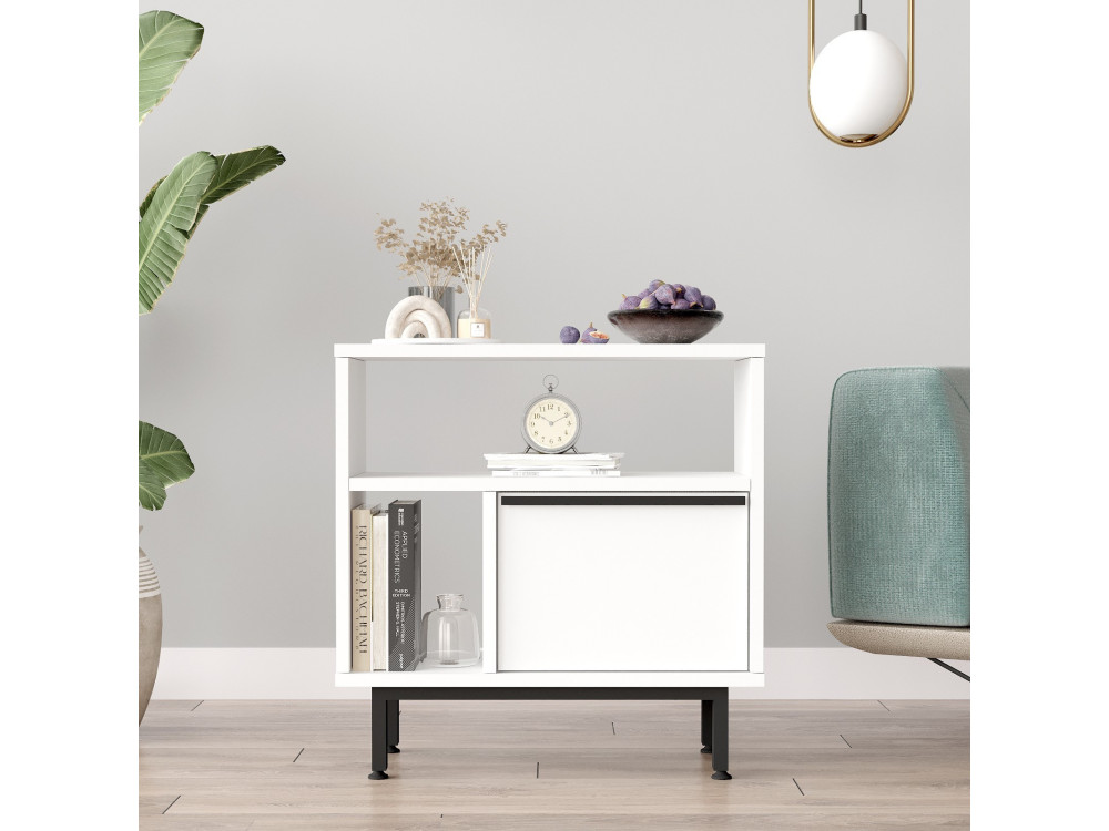 Mesa de apoio em madeira "Calvin" - 60 x 25 x 60 cm - Branco