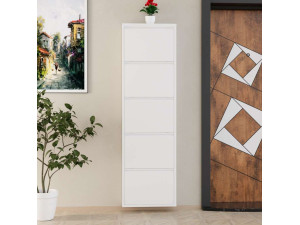 Sapateira metálica "Ayse" - 50 x 15 x 169 cm - Branco 2