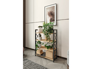 Estante de madeira "plástico" - 46 x 18 x 64 cm - Preto 2