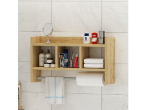 Prateleira de parede em madeira "Asya" - 63 x 14 x 35 cm - Bege 2