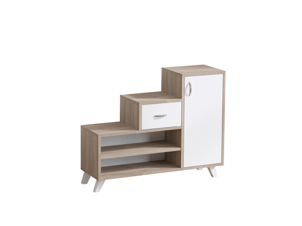 Sapateira de madeira "Retro" - 90 x 33 x 77 cm - Bege