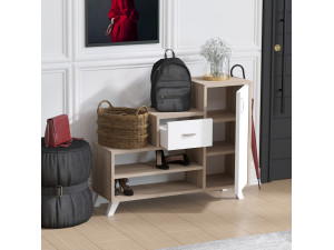 Sapateira de madeira "Retro" - 90 x 33 x 77 cm - Bege 2