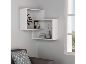 Conjunto de 2 prateleiras de canto de madeira "Ring" - 68 x 60 x 68 cm - Branco 2