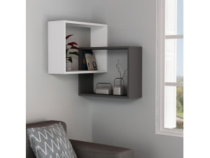 Conjunto de 2 prateleiras de canto de madeira "Ring" - 68 x 60 x 68 cm - Cinzento antracite 2
