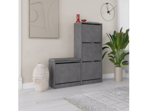 Sapateira de madeira "Dude" - 105 x 26 x 118 cm - Cinzento 2