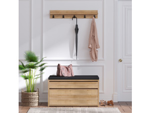 Sapateira de madeira "Boby" com banco - 80 x 35 x 42 cm - Bege 2