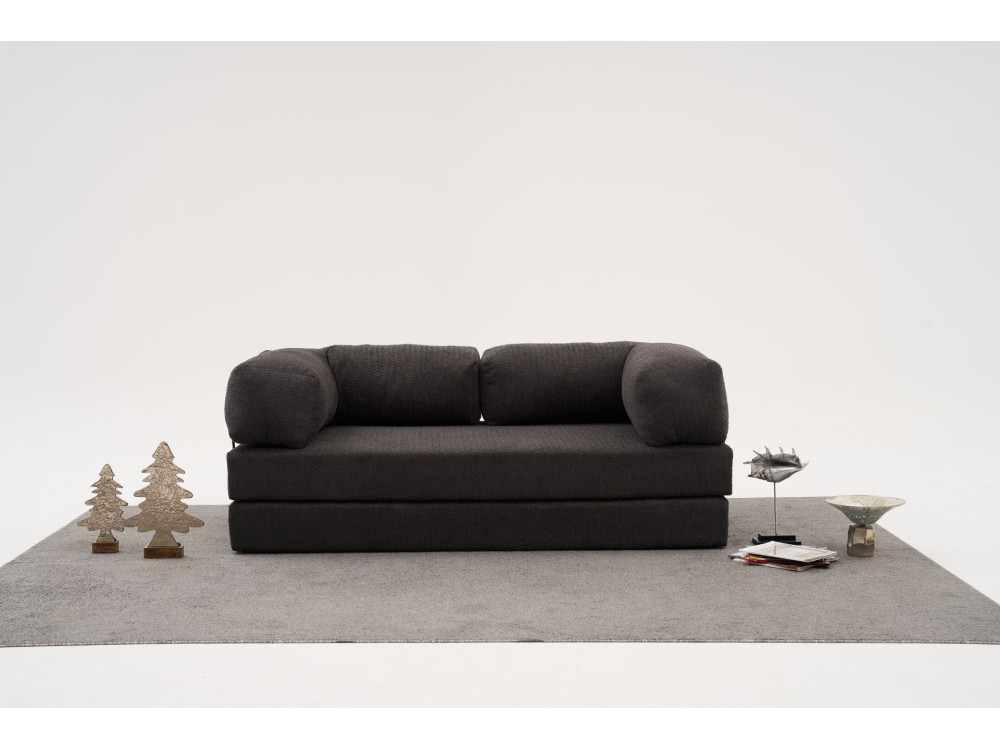 Sofá de 3 lugares em tecido "Comfort" - 190 x 95 x 75 cm - Cinzento-carvão