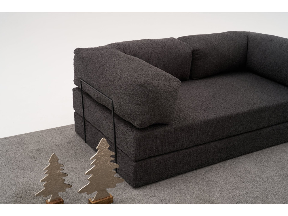 Sofá de 3 lugares em tecido "Comfort" - 190 x 95 x 75 cm - Cinzento-carvão