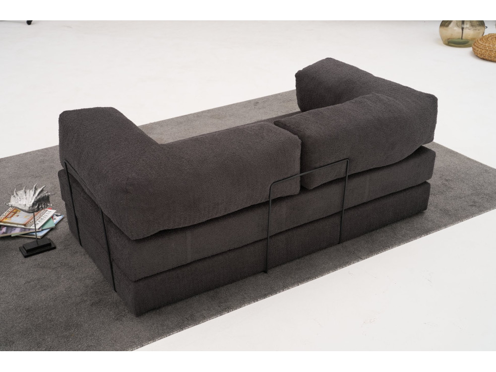 Sofá de 3 lugares em tecido "Comfort" - 190 x 95 x 75 cm - Cinzento-carvão