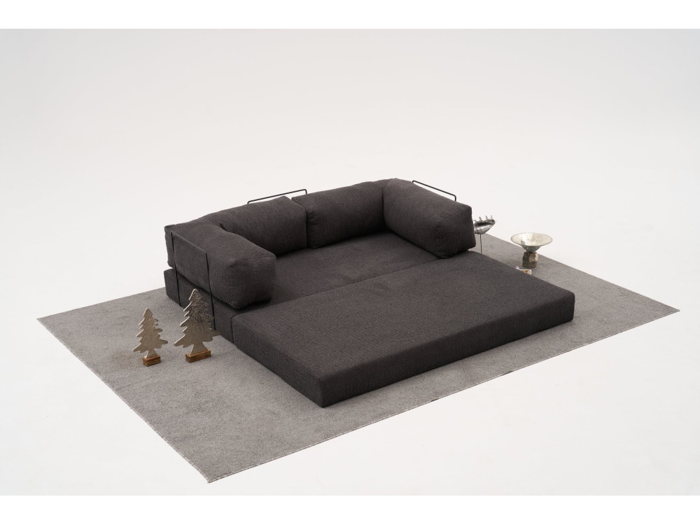Sofá de 3 lugares em tecido "Comfort" - 190 x 95 x 75 cm - Cinzento-carvão