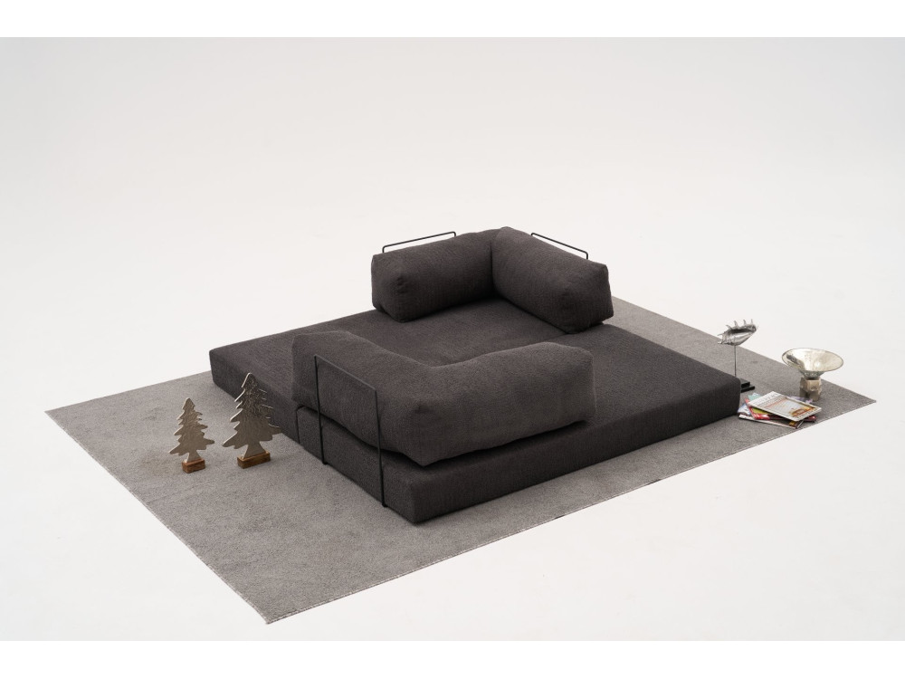 Sofá de 3 lugares em tecido "Comfort" - 190 x 95 x 75 cm - Cinzento-carvão