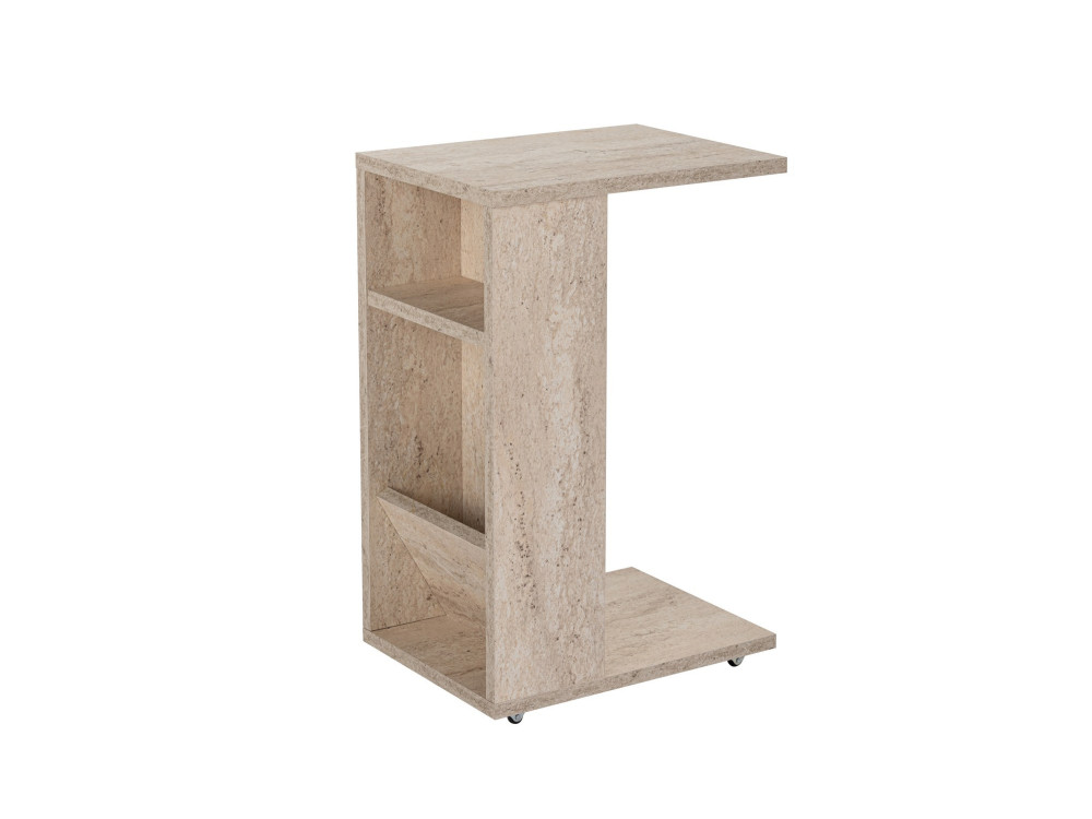 Mesa de apoio de madeira "Filinta" - 30 x 40 x 63 cm - Travertino