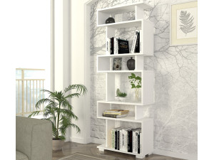 Estante de madeira "Blok" - 60 x 19 x 165 cm - Branco 2