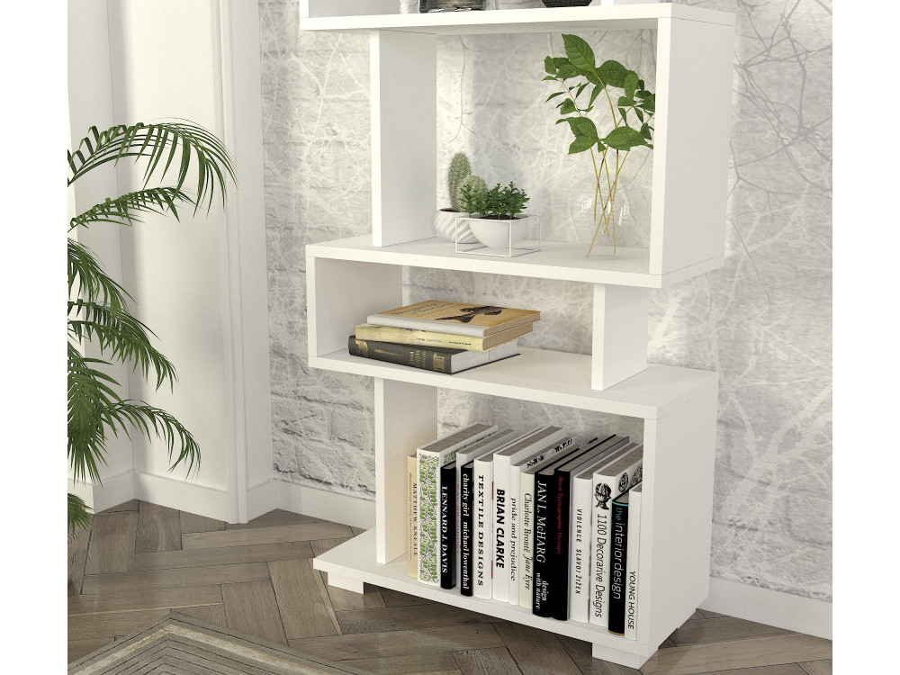 Estante de madeira "Blok" - 60 x 19 x 165 cm - Branco