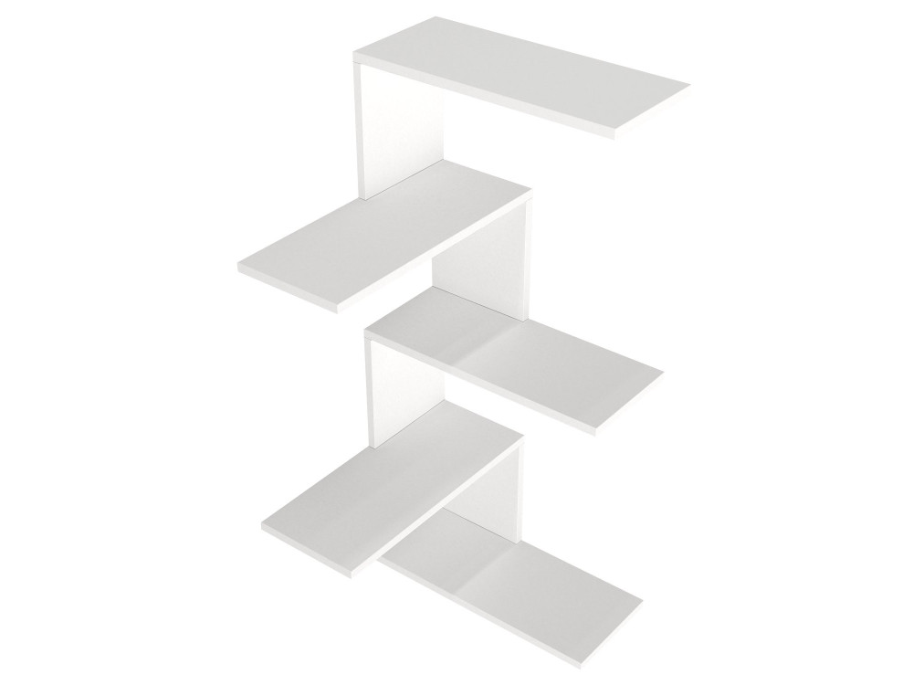 Estante de canto de parede em madeira "Caniko" - 51 x 29 x 109 cm - Branco