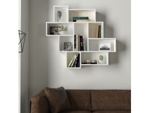 Prateleira de parede em madeira "Parola" - 115 x 15 x 103 cm - Branco 2