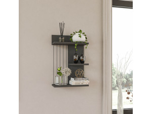 Prateleira de parede em madeira "Kinik" - 40 x 19 x 60 cm - Cinzento antracite 2