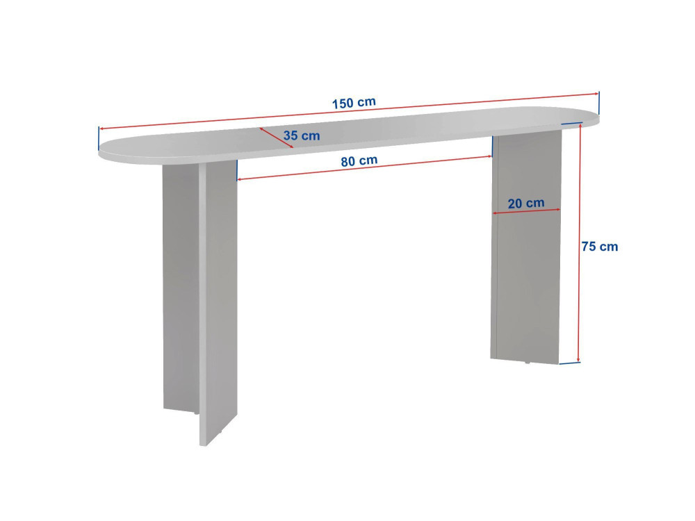 Consola de madeira "Sira" - 150 x 35 x 75 cm - Travertino
