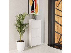 Sapateira metálica "Luna" - 50 x 15 x 103 cm - Branco 2