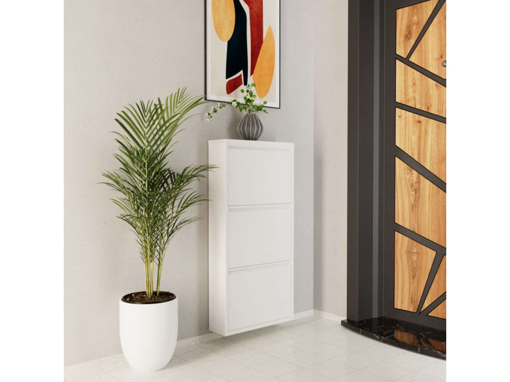 Sapateira metálica "Luna" - 50 x 15 x 103 cm - Branco