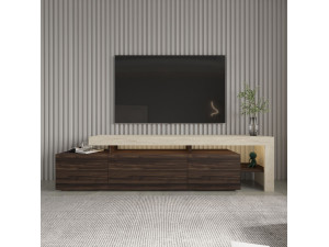 Suporte para televisor em madeira "Beliz" - 192 x 37 x 53 cm - Castanho 2