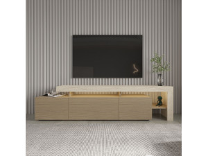 Suporte para televisor em madeira "Beliz" - 192 x 37 x 53 cm - Bege 2