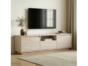Suporte de TV em madeira "Sentinel" - 160 x 30 x 42 cm - Travertino 2