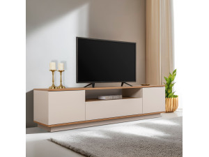 Suporte para televisor em madeira "Veramont" - 180 x 44 x 44 cm - Creme 2
