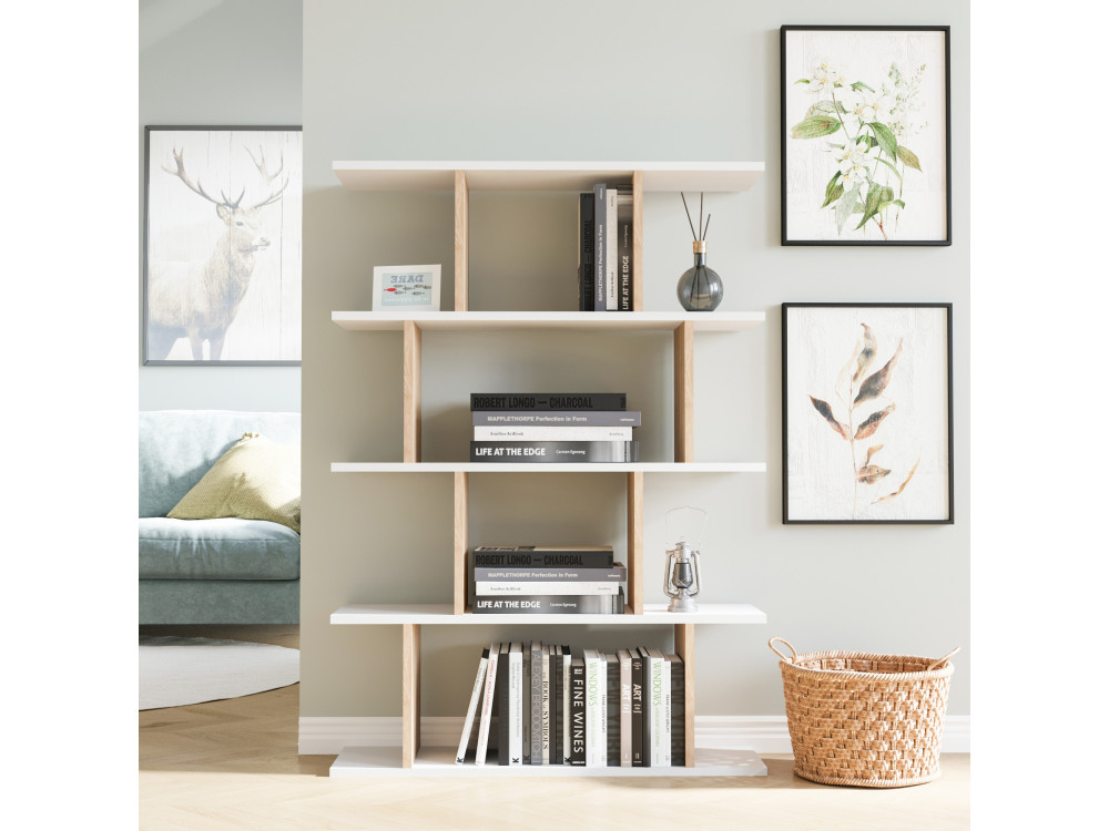 Estante de madeira "Harmon" - 90 x 25 x 127 cm - Branco