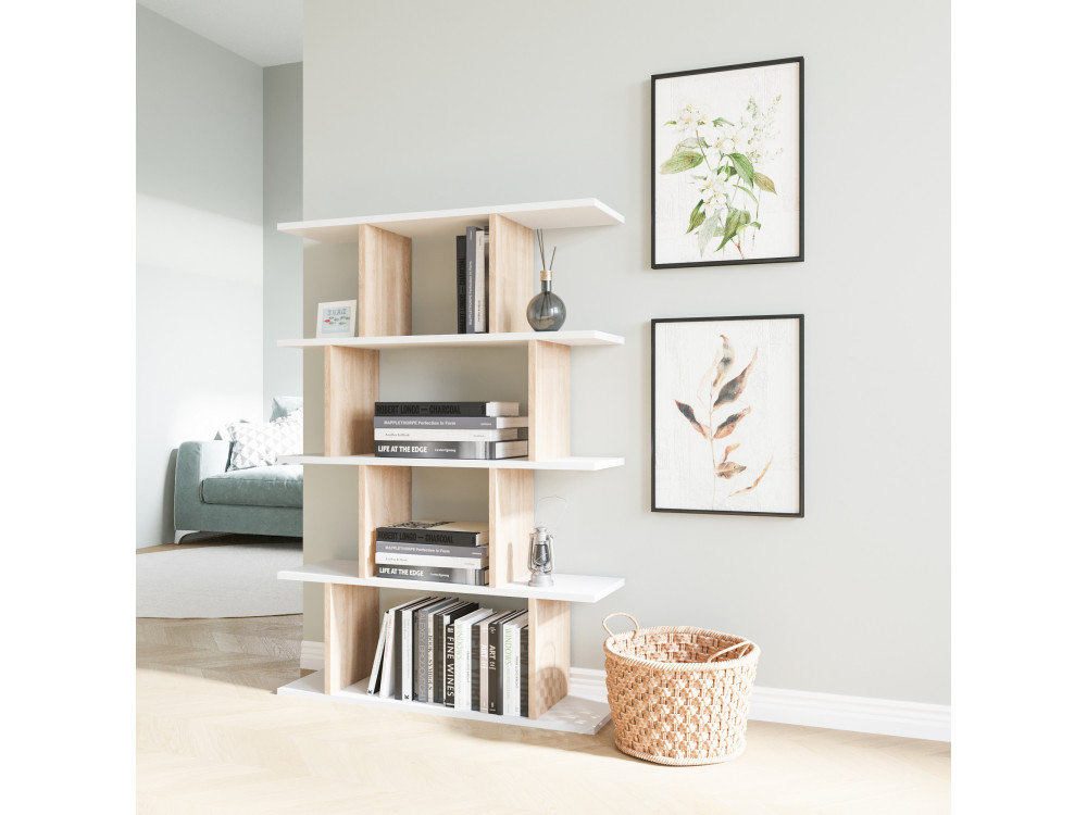 Estante de madeira "Harmon" - 90 x 25 x 127 cm - Branco
