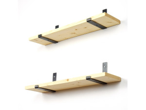 Conjunto de 2 prateleiras de parede em madeira "LAM008" - 60 x 14 x 16 cm - Bege