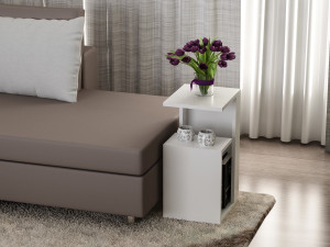 Mesa de apoio em madeira "Sister" - 35 x 29 x 60 cm - Branco 2