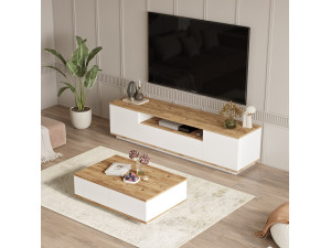 FR17" conjunto de móveis para sala de estar em madeira - 180 x 44 x 44 cm - Branco 2