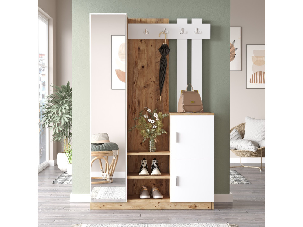 Móvel de madeira para corredor "DD7" - 113 x 37 x 179 cm - Branco