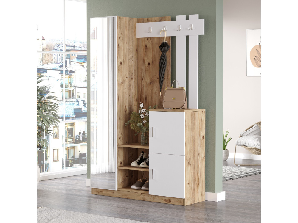 Móvel de madeira para corredor "DD7" - 113 x 37 x 179 cm - Branco