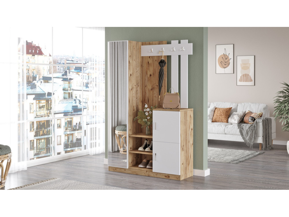 Móvel de madeira para corredor "DD7" - 113 x 37 x 179 cm - Branco