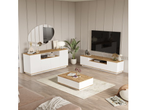 FR18" conjunto de móveis para sala de estar em madeira - 180 x 44 x 44 cm - Branco 2