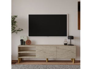 Suporte de TV em madeira "River" - 150 x 31 x 48 cm - Travertino 2