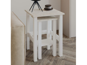 Conjunto de 2 mesas de apoio em madeira "Gina 2" - 45 x 45 x 60 cm - Branco 2