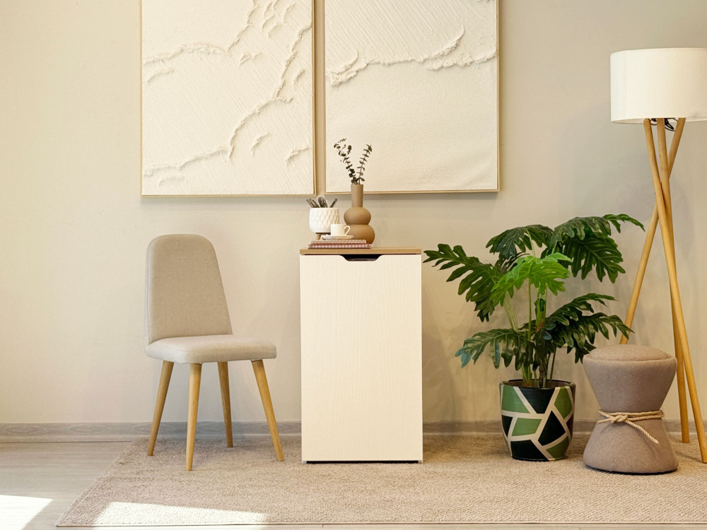 Secretária de madeira "Modulo" - 97 x 47 x 75 cm - Bege