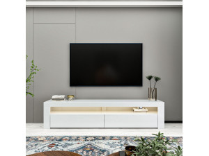 Suporte para televisor em madeira "Bati" - 150 x 36 x 46 cm - Branco 2